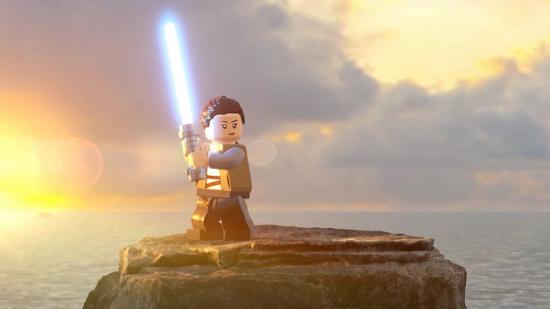 LEGO Star Wars The Skywalker Saga True Jedi: Rey can be seen practising to be a Jedi on a rock.