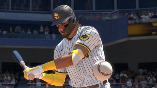 mlb the show 22 how to get called up padres batter swings at baseball
