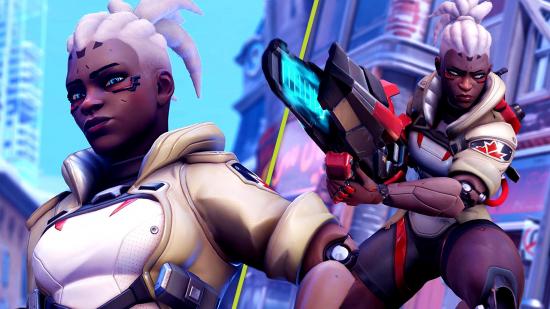 Overwatch 2 Sojourn Developer Update: Two images of Sojourn from early Overwatch 2 screens