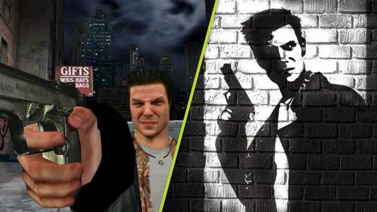 remedy remaking max payne noir detective bullet time shooter max payne firing pistol and key art