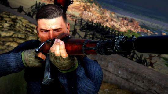 Sniper Elite 5 Preview: An image of a man holding a sniper rifle up