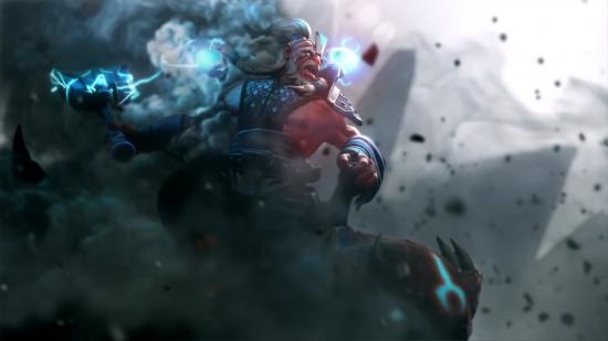 Best Dota 2 VPN - a screenshot shows a warrior surrounded by clouds and lightning.
