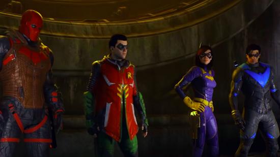 Списък на характера на Gotham Knights; Характеристики на Batgirl, Robin, Red Hood и Nightwing, докато тръгват да спрат корта на совите да изпреварват Готъм