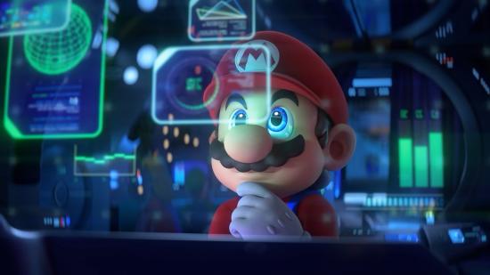 mario + rabbids sparks of hope game nintendo switch mario stares at screens