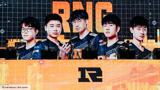 MSI 2022 semifinal matchups confirmed: the players of RNG displayed on a screen