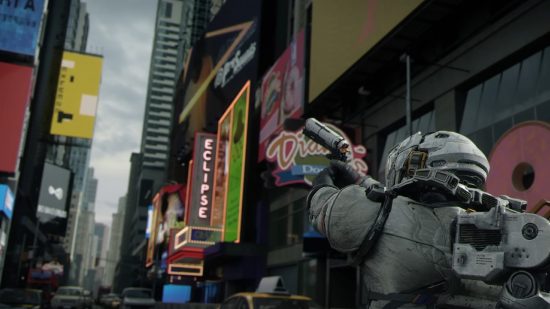 Pragmata release date: Astronaut firing a flare-like capsule in New York in announcement trailer