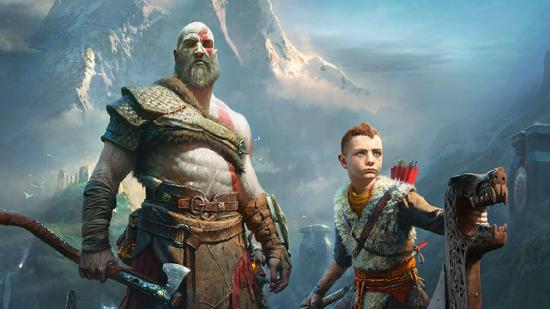 PS Plus Premium Games Reveal: Kratos and Atreus can be seen on a boat with a mountain behind them.