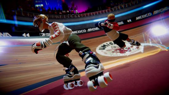 Roller Champions Release Date May 2022: Two roller skaters can be seen in one of the arenas.