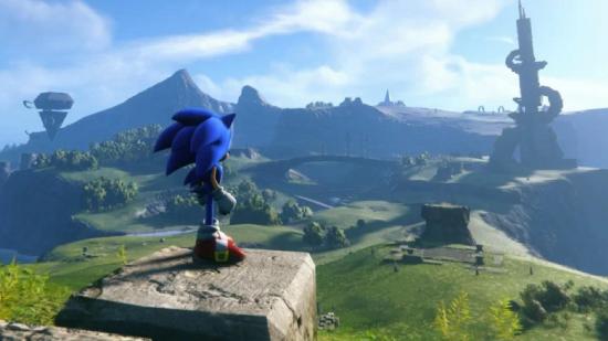 Sonic Frontiers Gameplay Teaser: Sonic can be seen overlooking an open plain