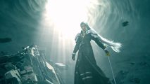 Final Fantasy 7 Rebirth: A pillar of light shines down on Final Fantasy 7 villain Sephiroth