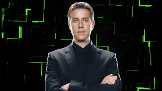 Geoff Keighley Game Pass: Geoff Keighley stands with his arms crossed on a black and green background