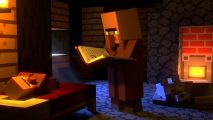 Minecraft Legends Strategy Game: An image of a Minecraft Villager holding a book