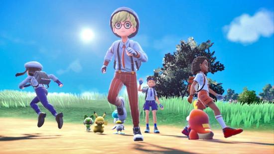 Pokemon Scarlet and Violet co-op: four players with their pokemon