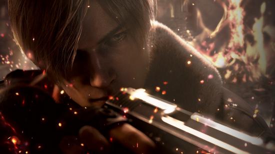 Resident Evil 4 Remake: Leon stares down the barrel of his gun