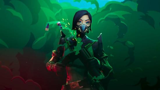 League of Legends Xbox game pass: A woman in a face mask surrounded by a green smog