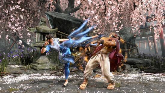Street Fighter 6 Crossplay: Chun Li and Ryu can be seen fighting one another.