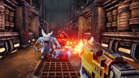 Warhammer Boltgun Reveal Trailer Doom: The player can be seen firing a weapon at enemies