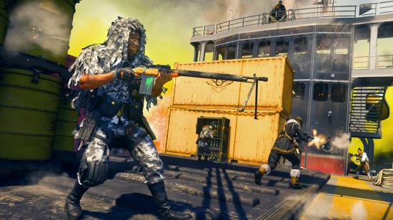 Warzone new map Fortune's Keep: A battle rages on the deck of a cargo ship in Warzone's Rebirth Island map