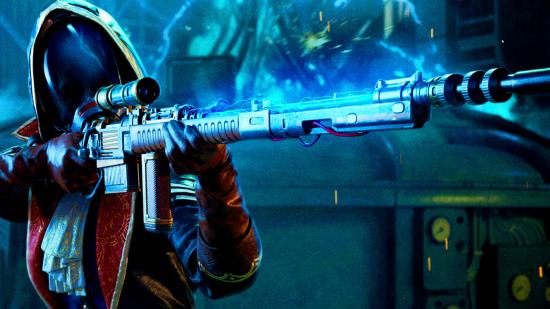 Warzone Season 4 Release Date: An image of a hooded woman shooting an electrified rifle