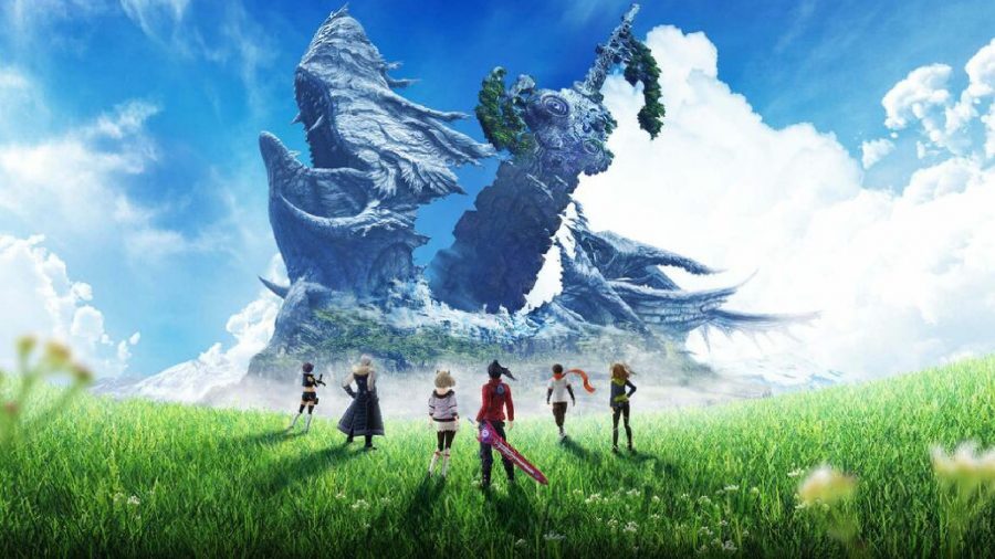 Xenoblade Chronicles 3: The main cast can be seen overlooking a titan.