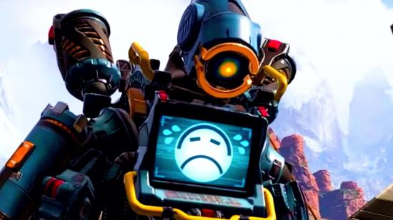 Apex Legends leak mobile exclusive legends: An image of sad Pathfinder with a sad face on his screen