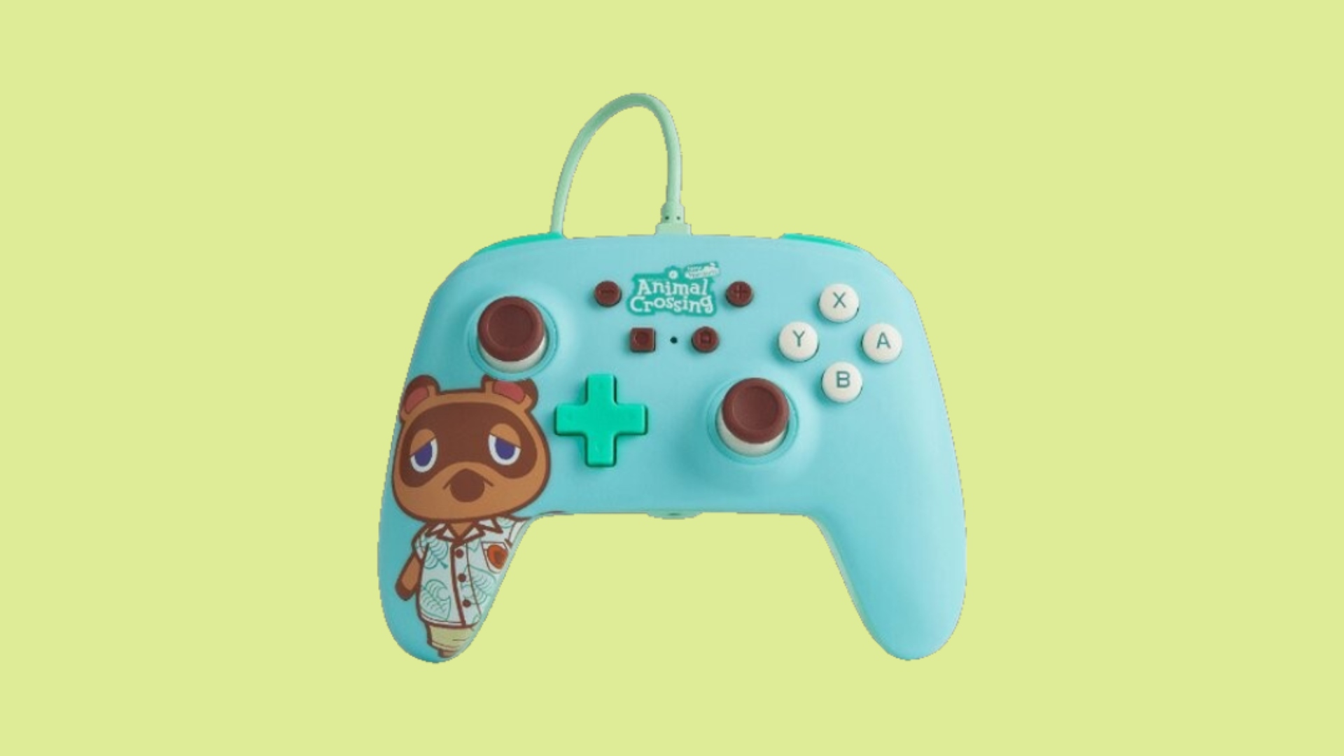 Best Nintendo Switch controllers: image shows a Switch controller with a picture of Tom Nook on it.