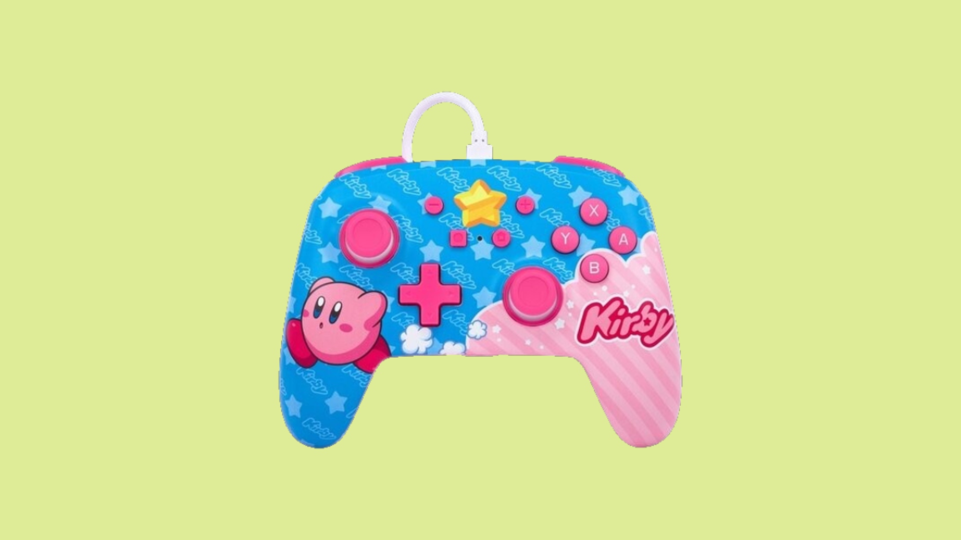 Best Nintendo Switch controllers - image shows a controller featuring Kirby artwork,