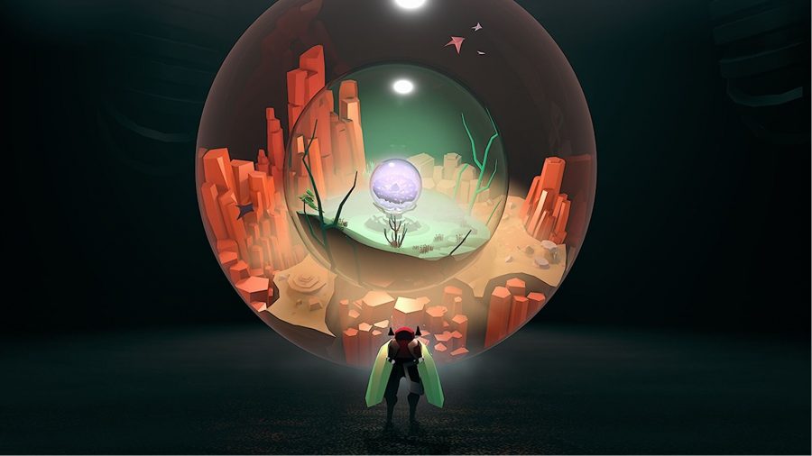 Cocoon: The player creature can be seen looking into the cocoon at different worlds