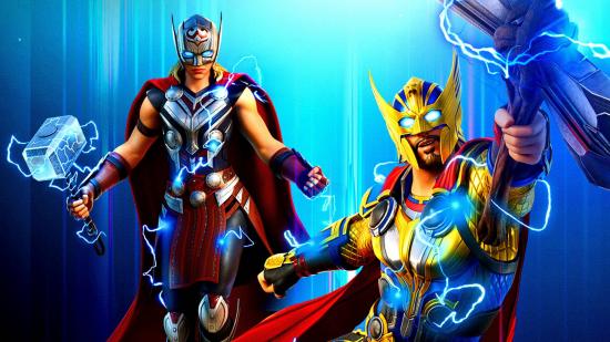 Fortnite Thor Skins Bundle: an image of both thor skins from Thor Love and Thunder