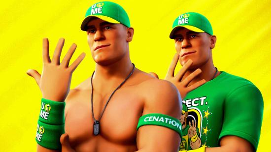 Fortnite WWE John Cena Skin: an image of the two variant Jogn Cena skins in Fortnite