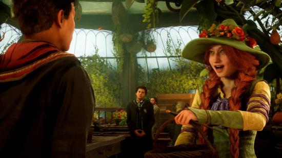 Hogwarts Legacy Summer ASMR watering can: an image of the herbology teacher in Hogwarts Legacy