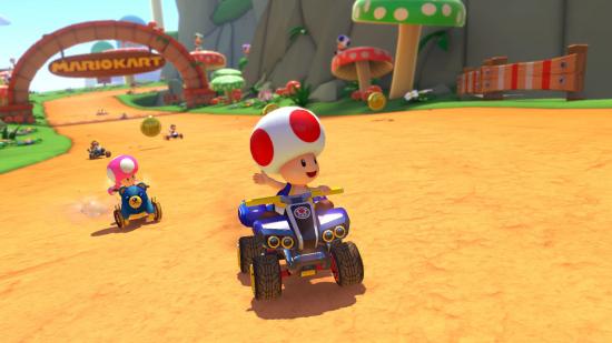 Mario Kart 8 Deluxe DLC release date: Toad waves while driving his kart