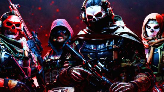 Modern Warfare 2 leaks DMZ keys: an image of four Modern Warfare operators wearing red and white skulls