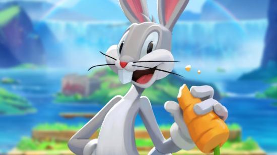 Multiversus Bugs Bunny combos: an image of a cartoon rabbit holding a carrot