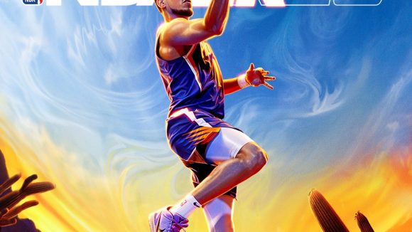 NBA 2K23 Cover Athletes: Devin Booker can be seen performing a layup