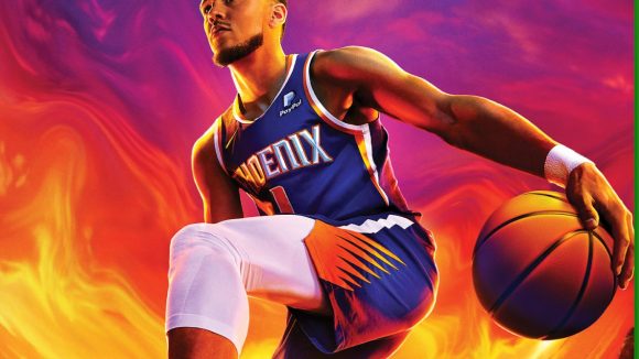 NBA 2K23 Cover Athletes: Devin Booker can be seen performing a dribble