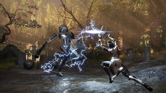 Steelrising Bosses gameplay: Aegis can be seen fighting some enemies
