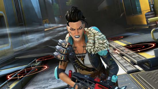 Apex Legends Maggie buffs Season 14: Mad Maggie grits her teeth as she runs with a gun in her hand