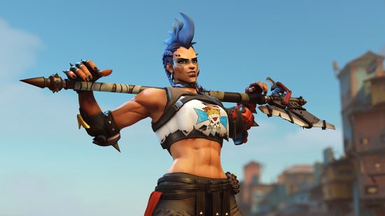 Best free PS5 games: junker queen poses with her weapon over her shoulders in Overwatch 2
