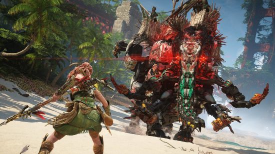 Best PS5 RPG games: Aloy fights a mechanical mammoth in Horizon Forbidden west
