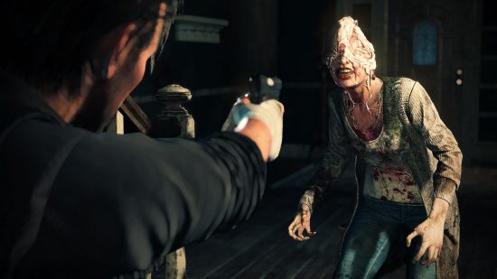 Beste Xbox Horror Games: Debastian branner på en zombie i ondskap innen 2