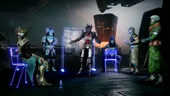 Destiny 2 Lightfall Commendation system: A group of guardians performing various emotes