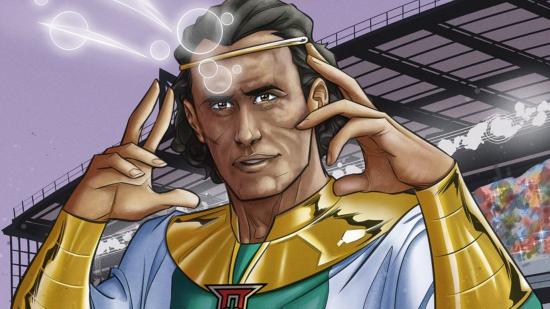 FIFA 23 World Cup Heroes: Ricardo Carvalho in a superhero outfit drawn in Marvel comic book style