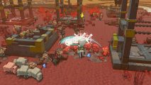 Minecraft Legends Game Pass: A player can be seen attacking some enemies