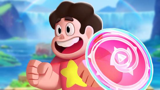 MultiVersus Steven Universe combos: an image of a boy with an energy shield and a star on his shirt