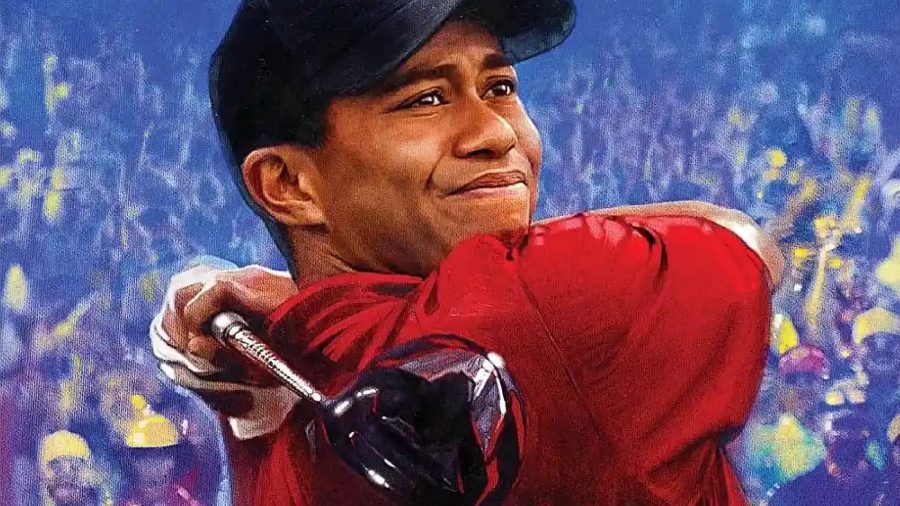PGA Tour 2K23: Tiger Woods can be seen swinging a golf club