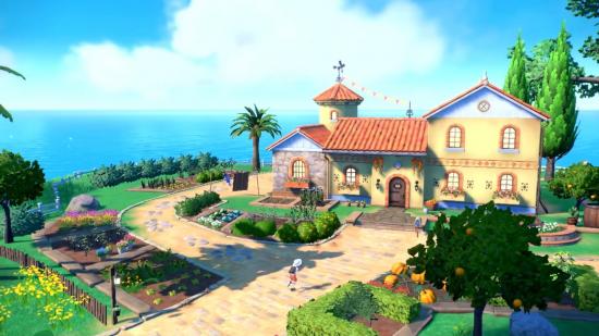 Pokemon Scarlet and Violet Region Paldea: A house on the edge of the island can be seen