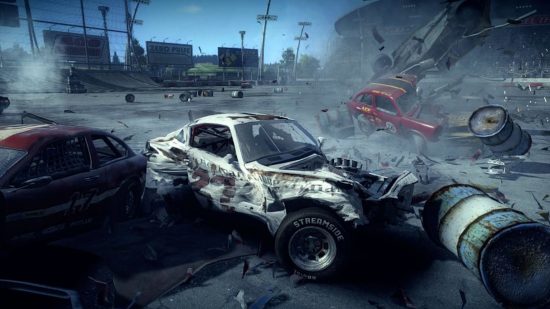 PS5 racing games: A totalled car in Wreckfest