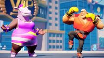 Rumbleverse Character Creation: Two characters can be seen standing in the city