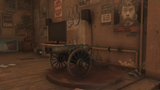 Saints Row Collectible Locations: A cannon can be sen in the Saints HQ